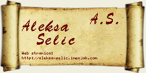 Aleksa Selić vizit kartica